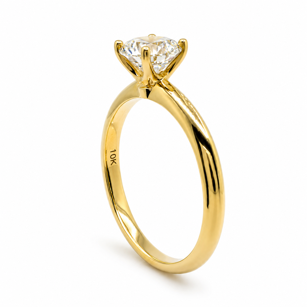 10k Solid Gold 1CT Lab Diamond Solitaire engagement ring