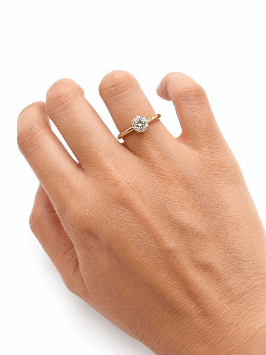10k Solid Gold 1CT Lab Diamond Solitaire engagement ring