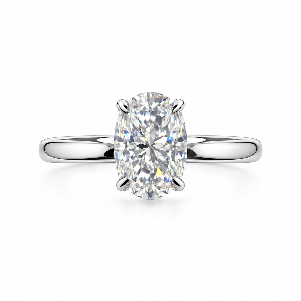 Solid 18k Gold 2CT Oval cut Moissanite Engagement ring