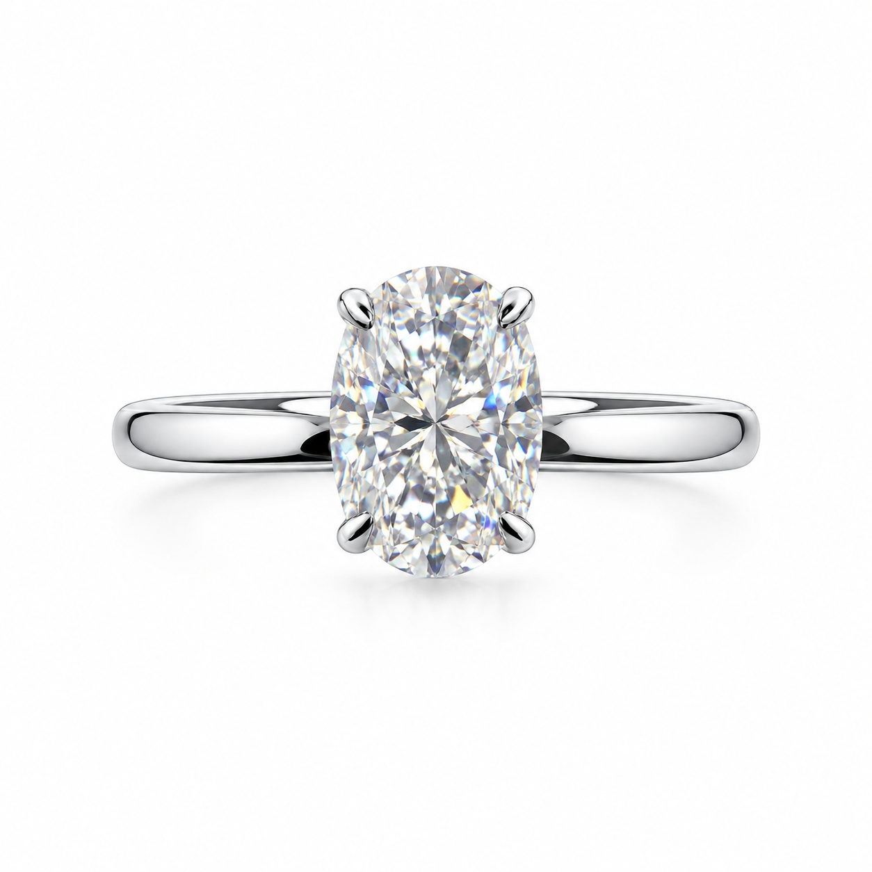 Solid 18k Gold 2CT Oval cut Moissanite Engagement ring