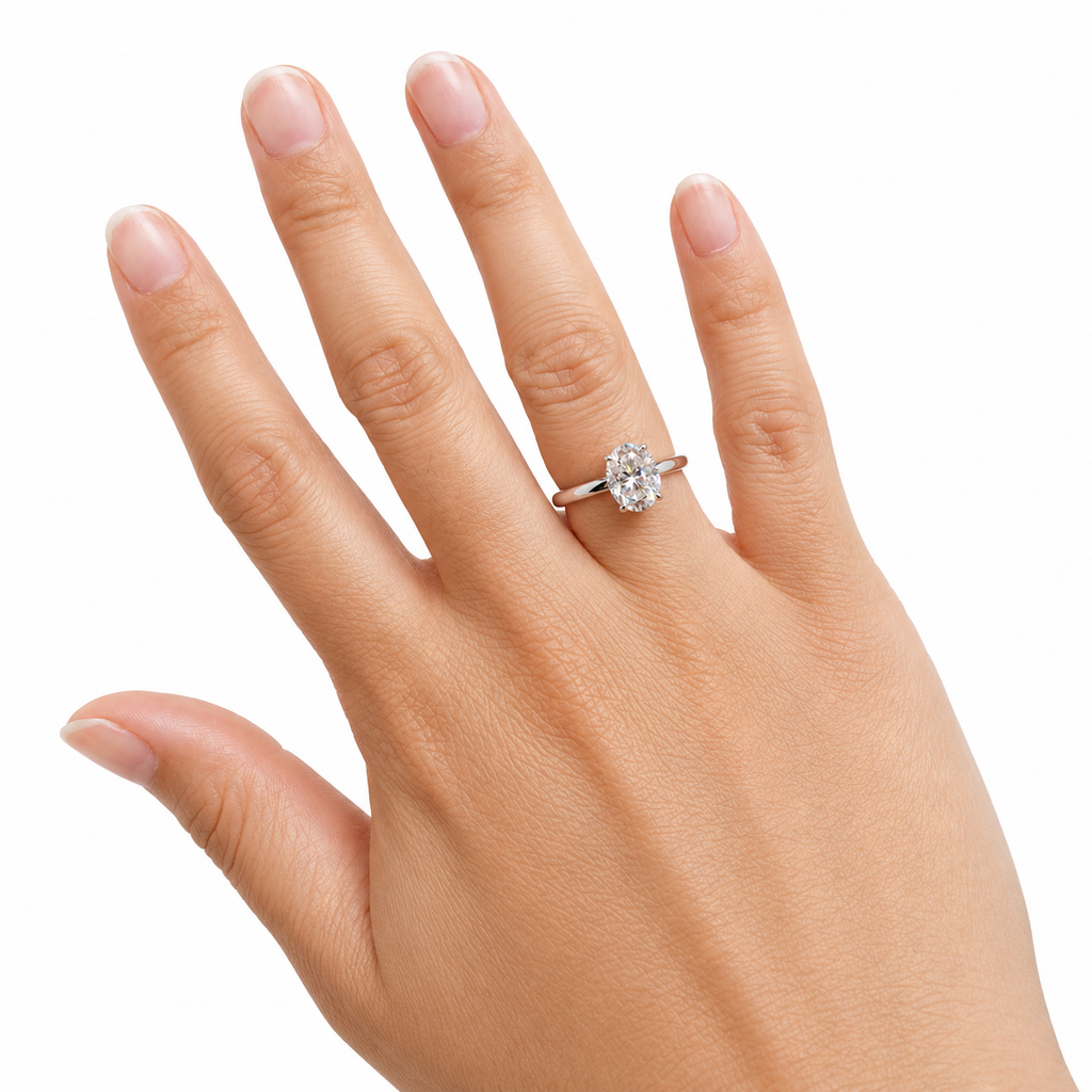 Solid 18k Gold 2CT Oval cut Moissanite Engagement ring