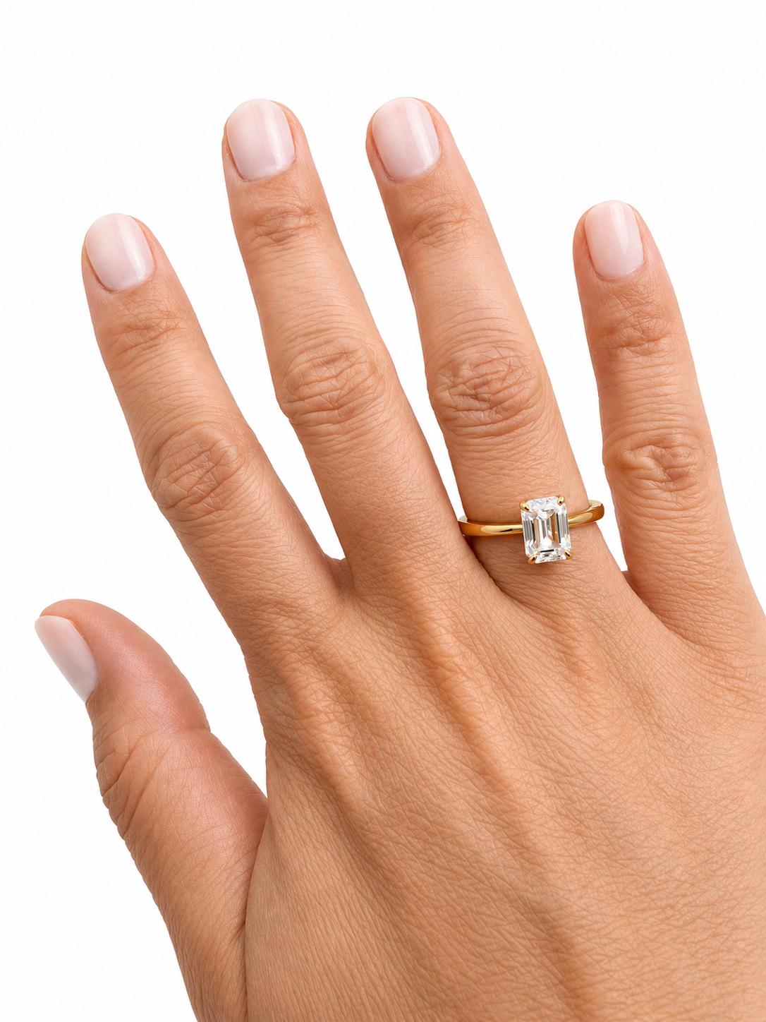 10k Solid Gold 2CT Moissanite Emerald Cut Solitaire engagement ring