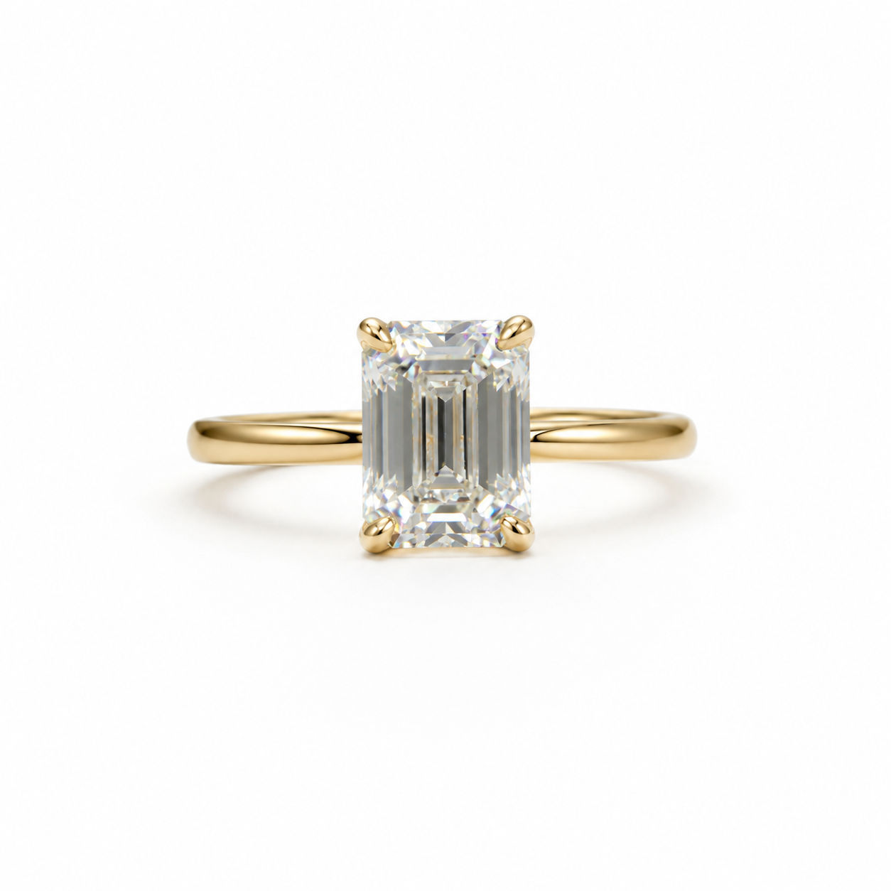 10k Solid Gold 2CT Moissanite Emerald Cut Solitaire engagement ring