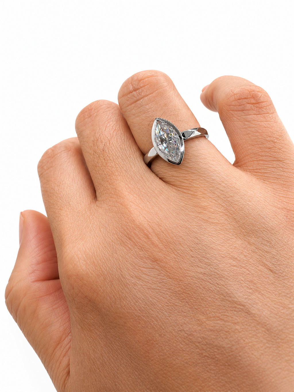 Classic Marquise Cut Moissanite Solitaire ring in S925 sterling silver