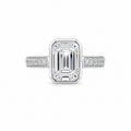Emerald Cut  Bezel Moissanite Engagement ring S925  Sterling silver