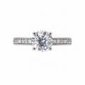 1CT Moissanite Engagement ring Pavé Moissanite side stones S925  Sterling silver