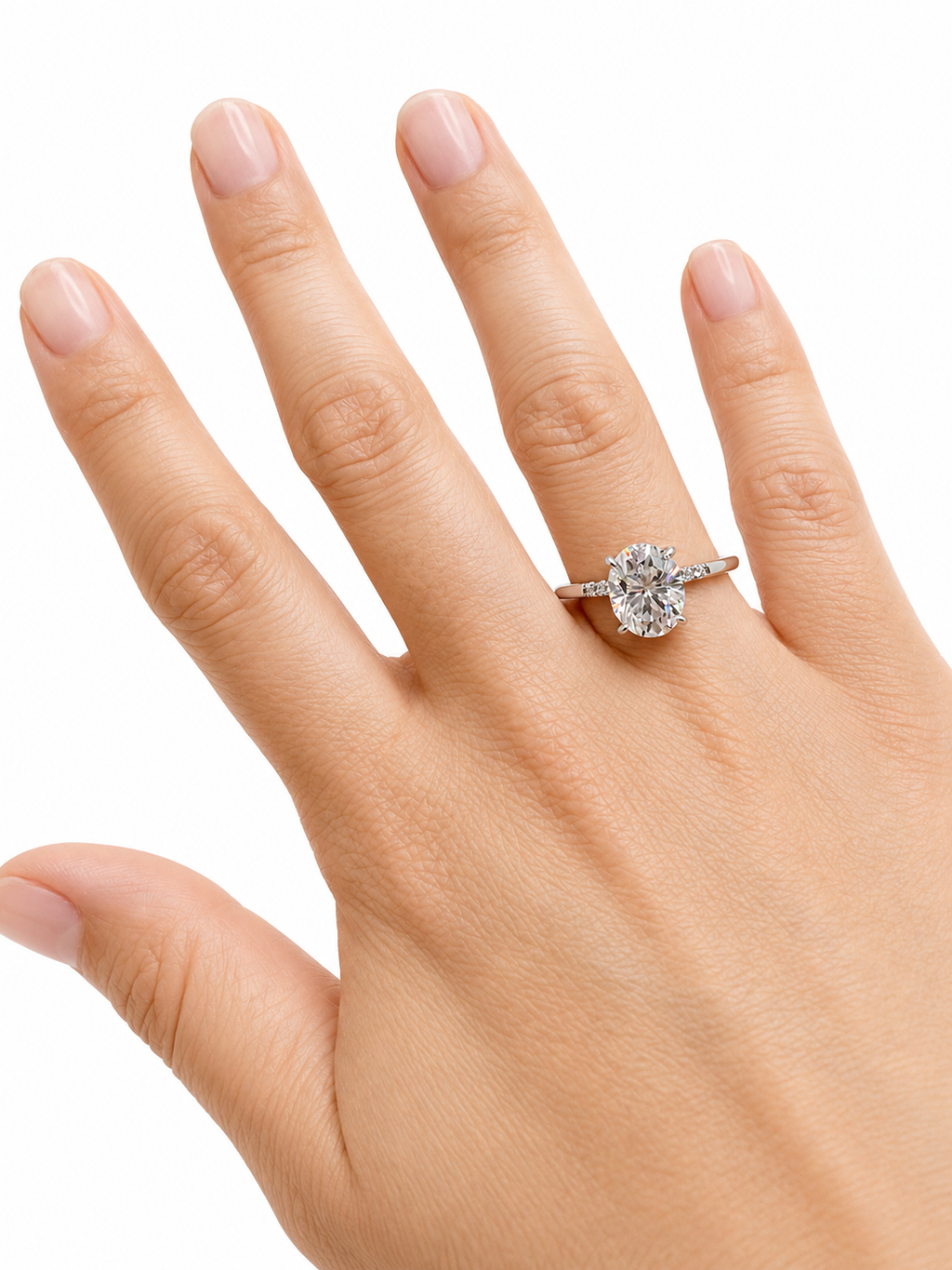 3CT Moissanite Oval Cut Engagement ring Pavé band S925  Sterling silver