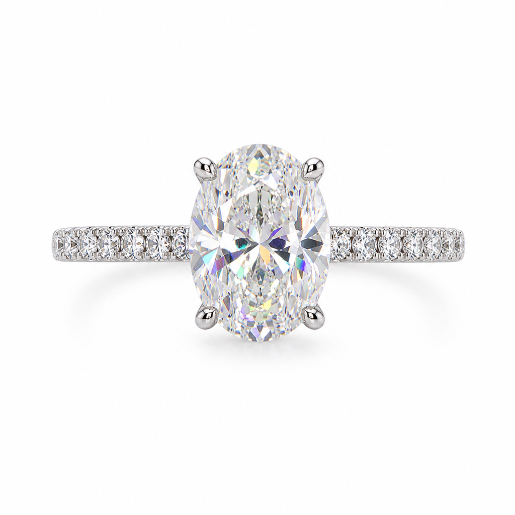 14k Solid White Gold 2CT Oval -Cut Moissanite Solitaire ring