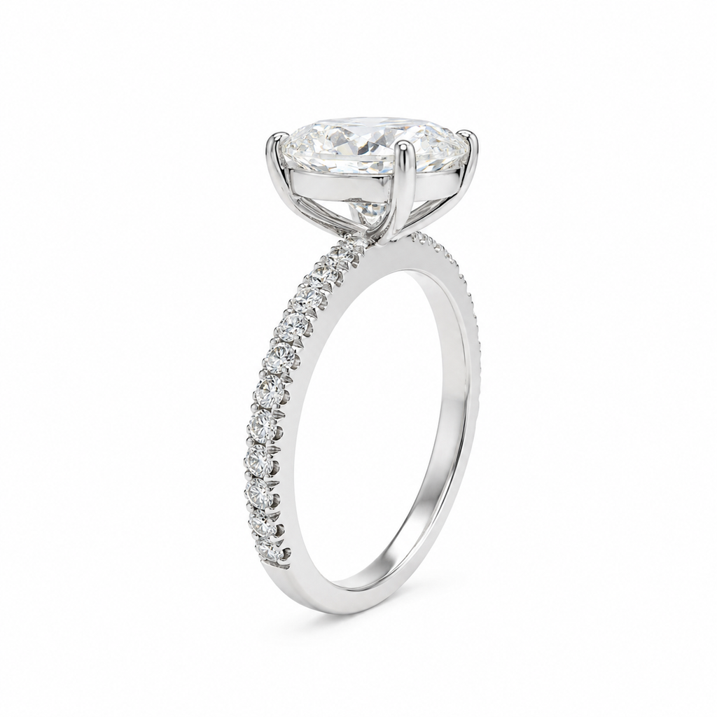 14k Solid White Gold 2CT Oval -Cut Moissanite Solitaire ring