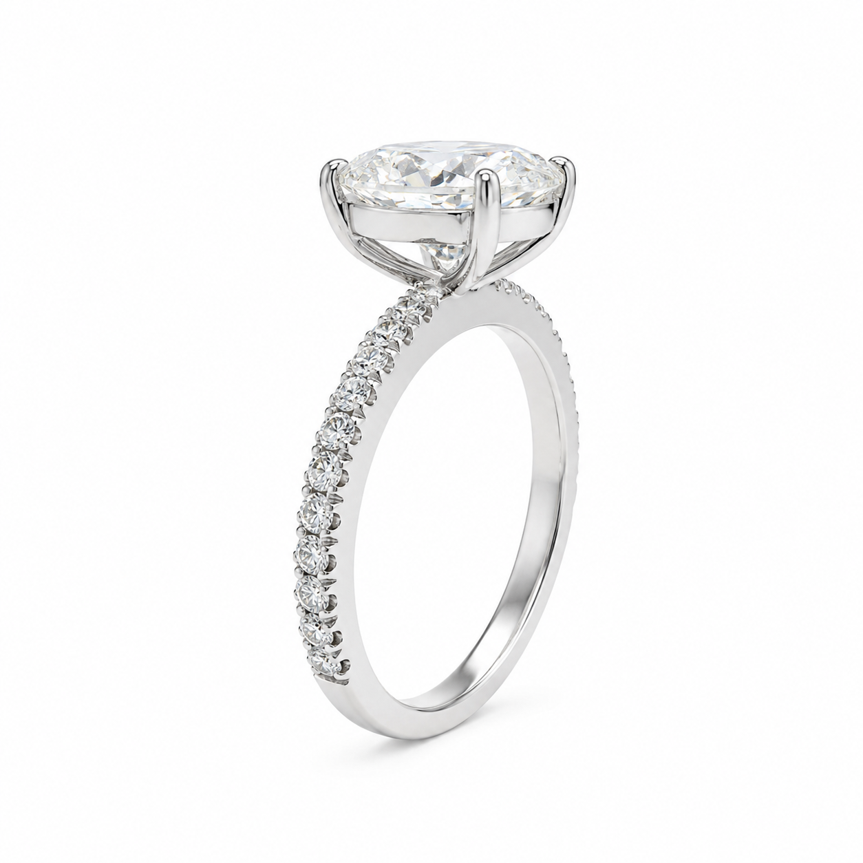 14k Solid White Gold 2CT Oval -Cut Moissanite Solitaire ring
