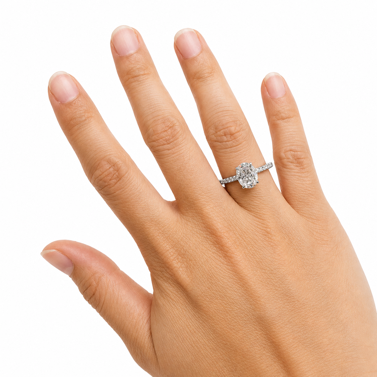 14k Solid White Gold 2CT Oval -Cut Moissanite Solitaire ring